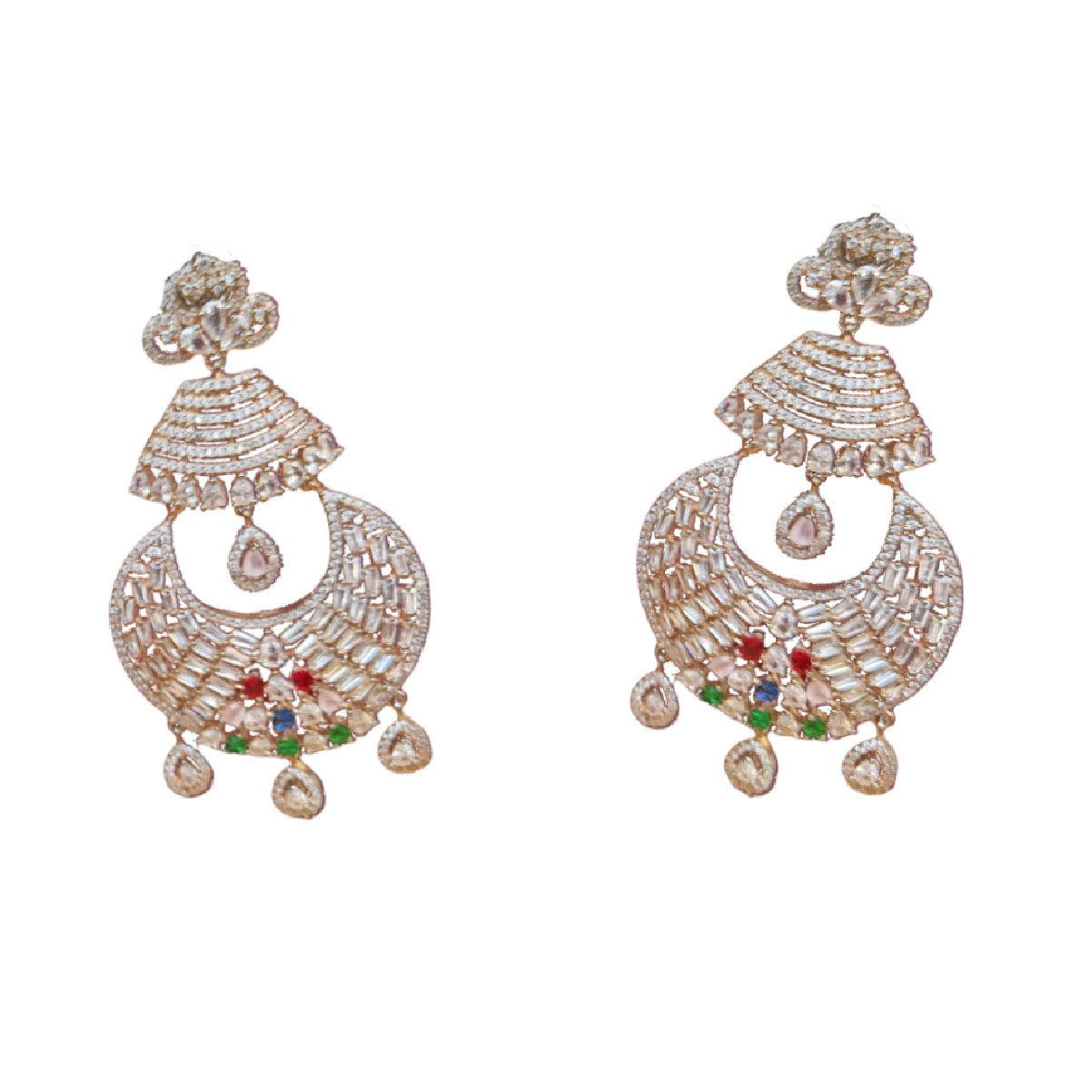 Copper Colour Earrings- Fine Silver Tone Stone Setting