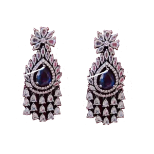 Navy Blue Earrings in Intricate Stone Work