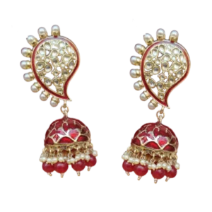 Ethnic Jhumki Earrings with Red Drops