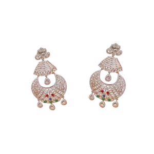 Copper Colour Earrings- Fine Silver Tone Stone Setting