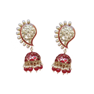 Ethnic Jhumki Earrings with Red Drops
