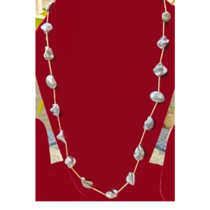 Grey Shell Pearls Necklace- Beaded Long