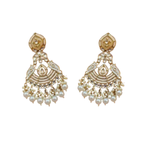 Intricately designed copper colour earrings, fine stone setting danglers in copper and silver shade