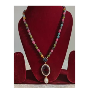 Multicolor Stone Necklace with Pendant