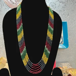 Multicolour Layered Necklace-Formal Long Neckpiece-displayed on mannequin