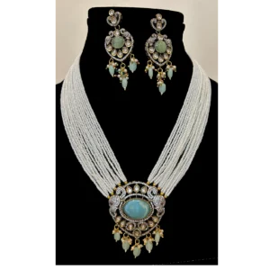 Multilayered White Necklace - Long Temple Set