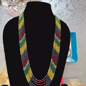 Multicolour Layered Necklace-Formal Long Neckpiece-displayed on mannequin