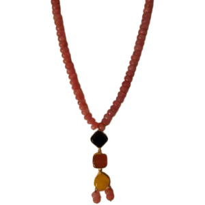 Wine Colour Necklace with Stone Pendant
