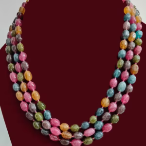 Multicolor Multilayer Stone Necklace-displayed on mannequin