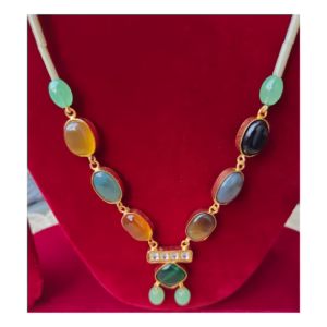 Multicolor Stone Necklace-displayed on mannequin