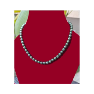 Grey Beads Stone Necklace-displayed on mannequin