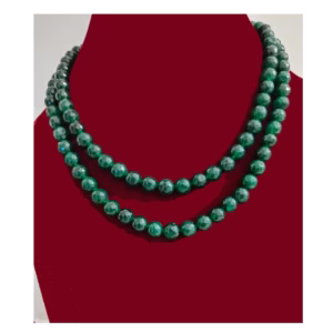 Green Two Layer Stone Necklace-displayed on mannequin