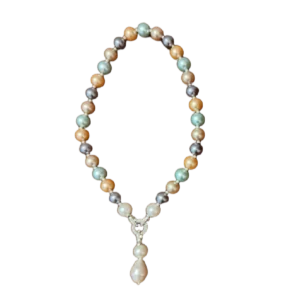 Pastel Multicolour Necklace with Pearl Pendant