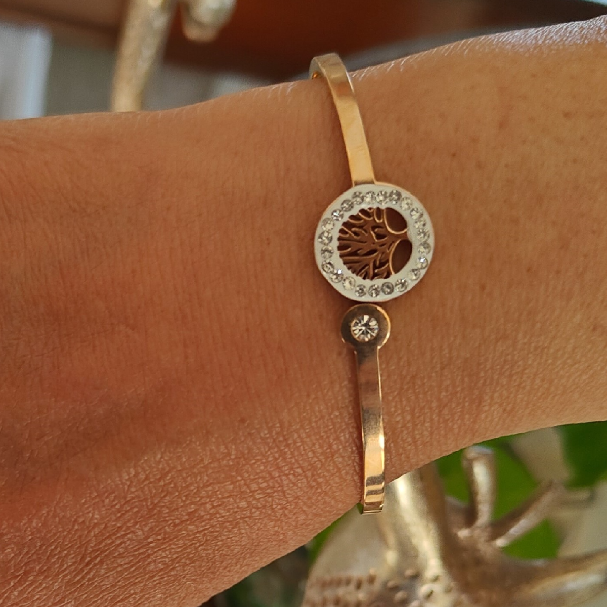 Rose Gold Colour Bracelet in Sleek Look on hand