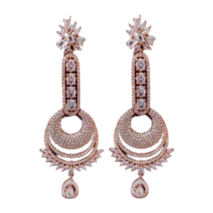 Rose Gold Colour Earrings in Fine Stone Setting