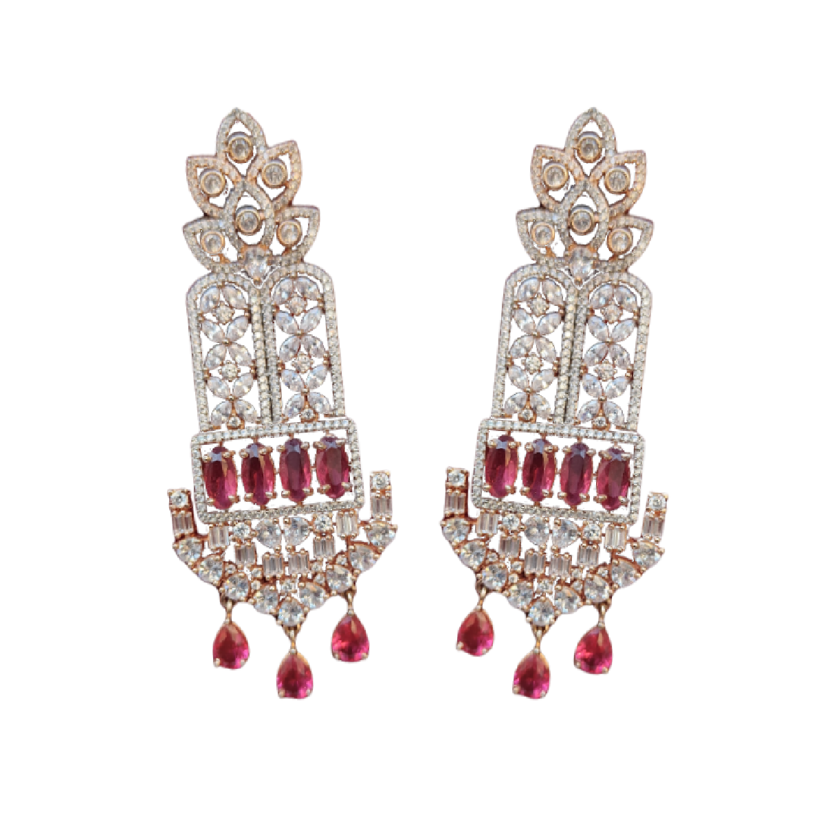Ruby Earrings in AD Stones