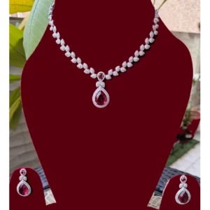 Silver Colour Necklace in Fine Stones