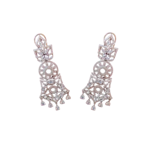 Silver Tone Earrings-Fine Stone Setting