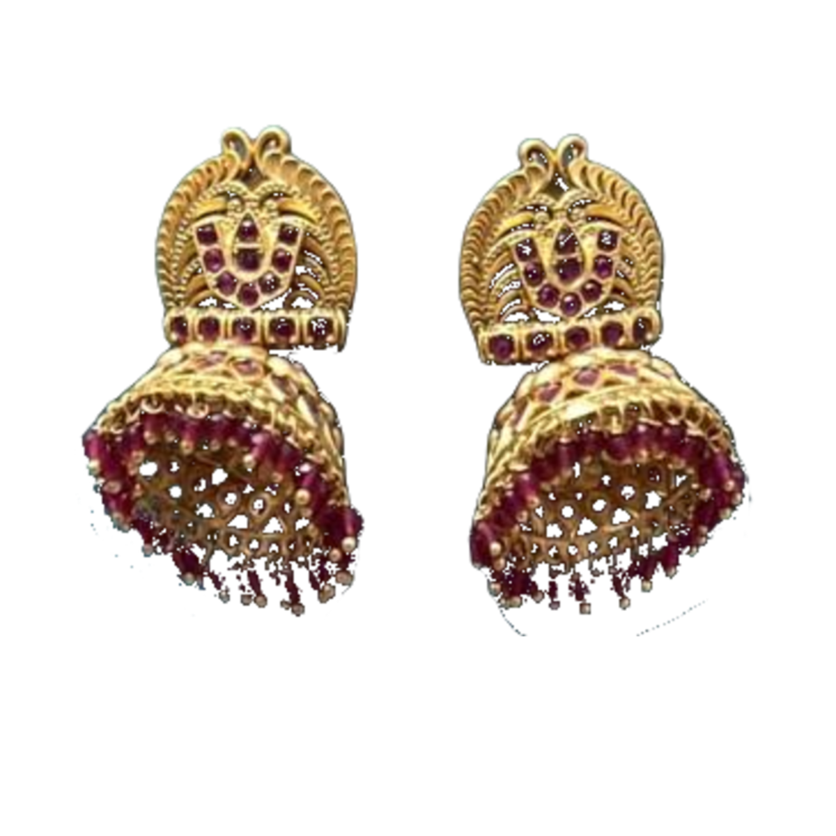 earrings pair of ruby colour beaded necklace set