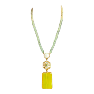 Mist Green Stone Necklace with Yellow Pendant