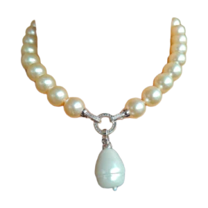 Beige Necklace with Pearl Drop