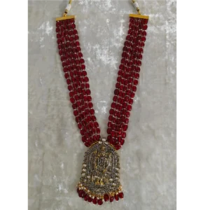 ruby colour multilayer string necklace-Pendant