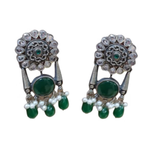 Oxidised Emerald Green Earrings