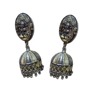 oxidised danglers-temple carving