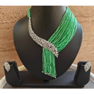 Mint Green Necklace Set-AD Stones