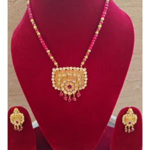 Stone Beaded Necklace Set Ethnic-displayed on mannequin