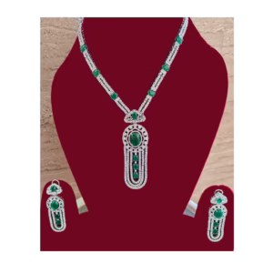 Emerald Green Necklace Set with Fine Stones-displayed on mannequin