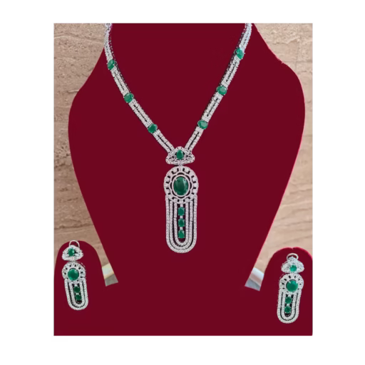 Emerald Green Necklace Set with Fine Stones-displayed on mannequin