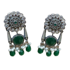 Oxidised Emerald Green Earrings