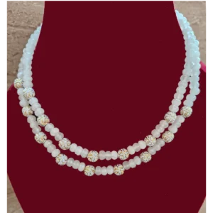 White Stones Collar Beaded Necklace