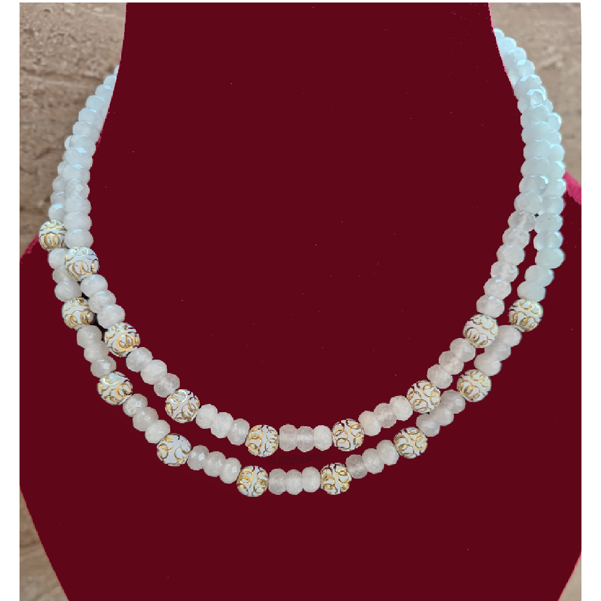White Stones Collar Beaded Necklace