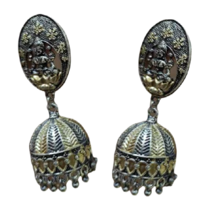 oxidised danglers-temple carving