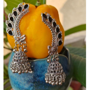 Oxidised long danglers for GenZ displayed on yellow colour background