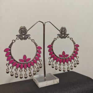 Pink Danglers with Big Rings-Stylish in Fuchsia Pink