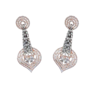 AD Stones Drop Earrings Rose Gold Colour displayed without any background