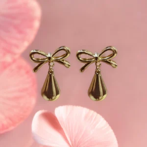 Anti Tarnish Oxidised Danglers displayed in studio on pink background