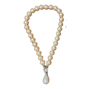 Beige Necklace with Pearl Drop