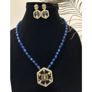 Blue Necklace Set-Thewa Pendant and Earrings