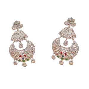 Copper Colour Earrings- Fine Silver Tone Stone Setting