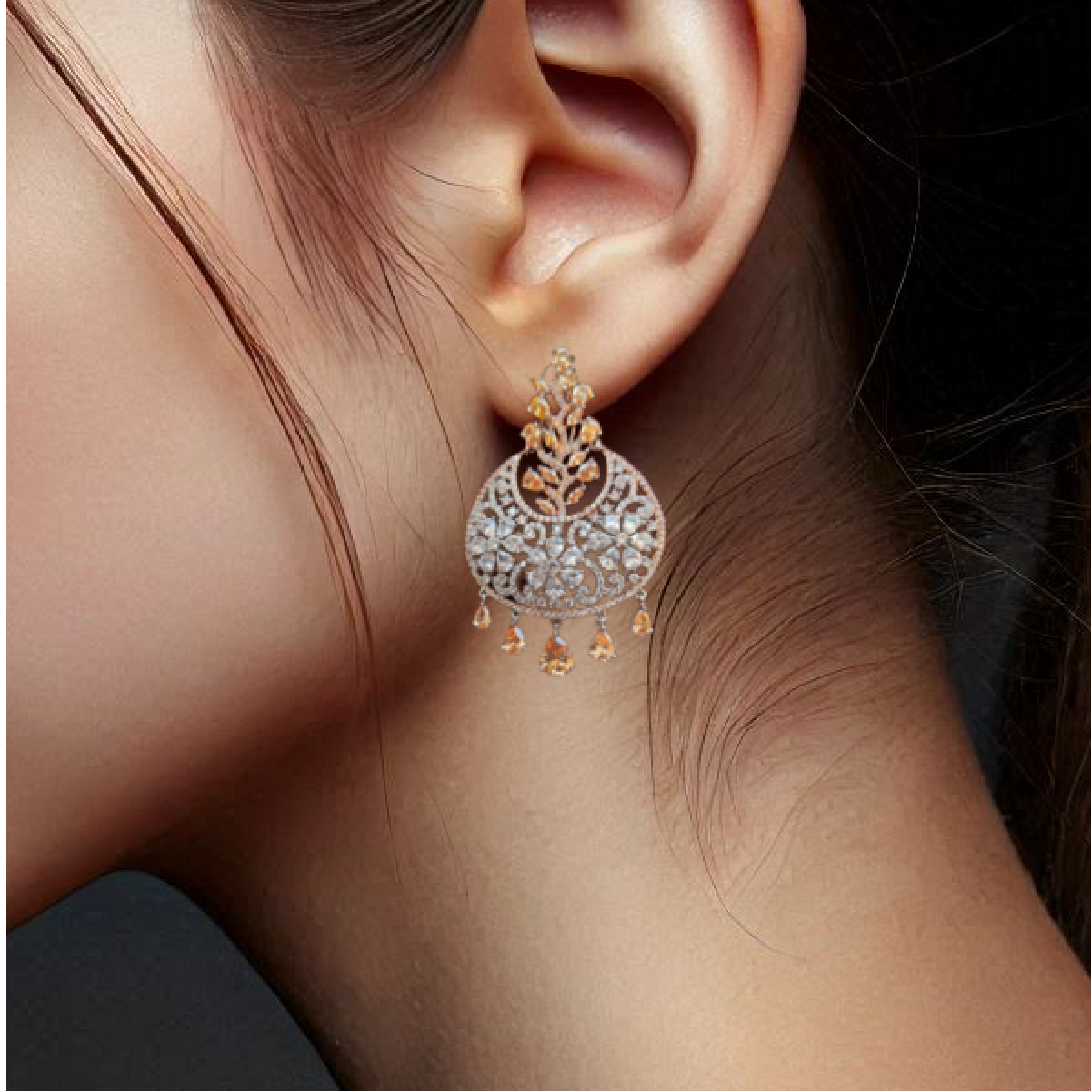 Copper Colour Jhumka Earrings-Formal Wear pic2