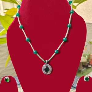 Emerald Green Long Necklace Set