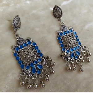 Blue Long Danglers-Fashionable and Chic