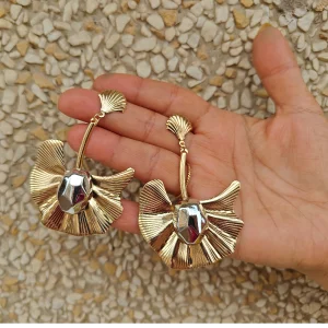 Metal Golden Earrings-Long Butterfly Danglers