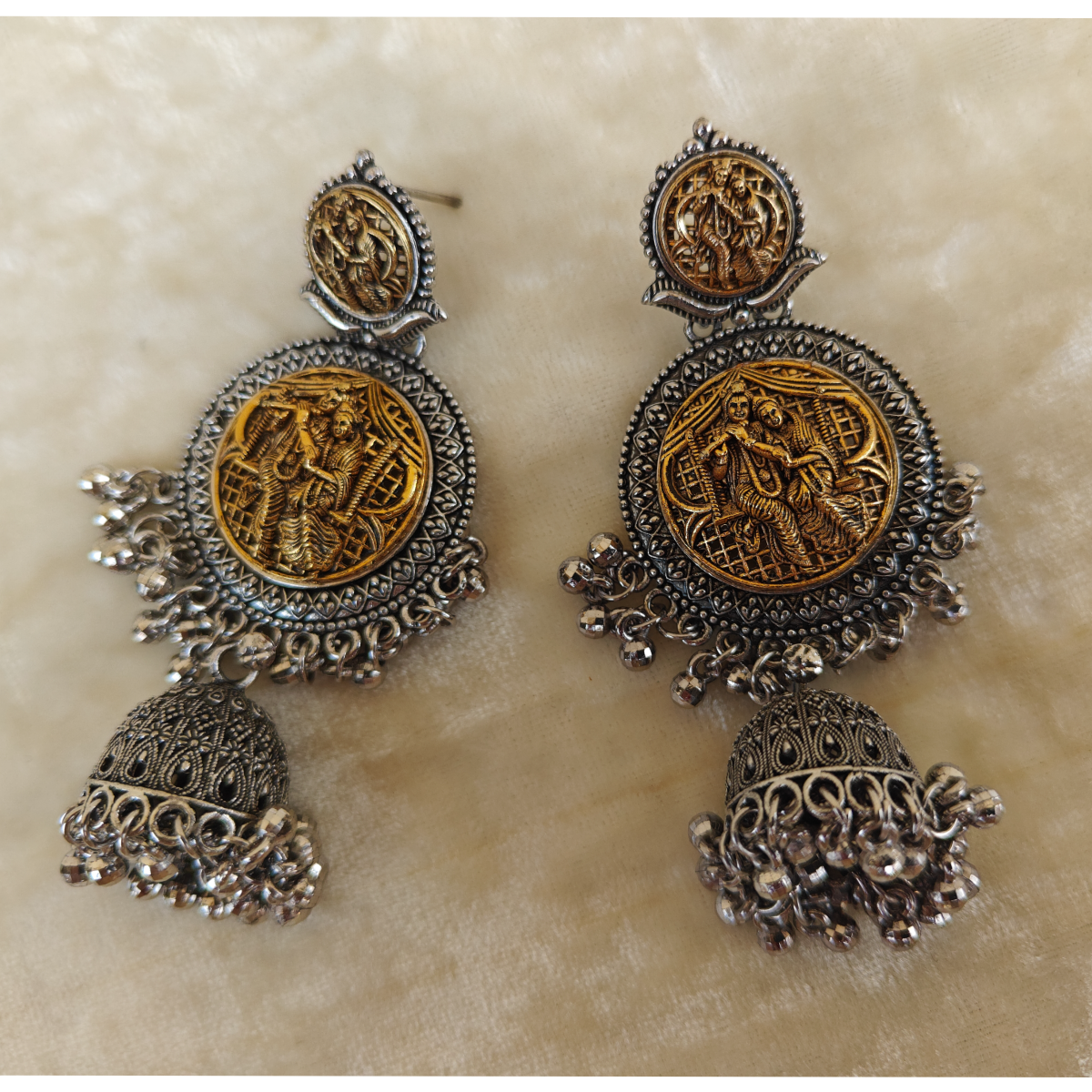 Oxidised Metal Silver Earrings in Jhumki Style pic2