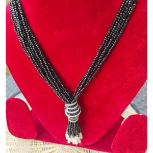 Multi Strand Necklace-Stone Strings in black
