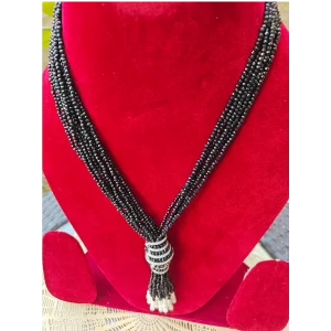Multi Strand Necklace-Stone Strings black